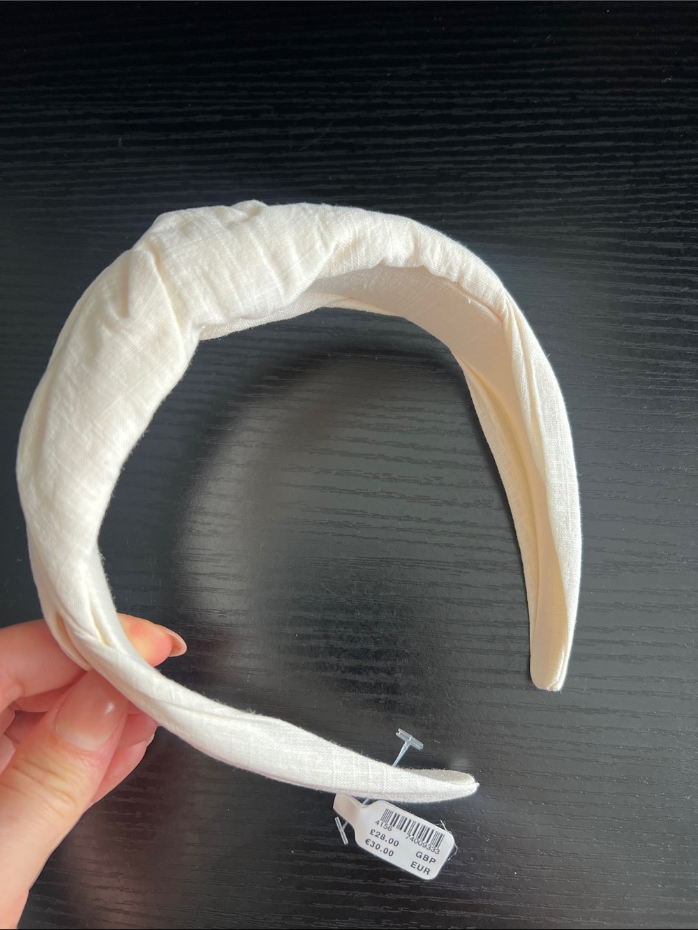 Anthropologie UK Oversized Knot Headband Ribbed Neutral Ivory Cream NWT